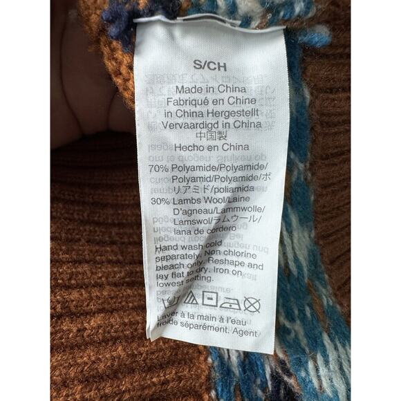 J Crew Southwestern Adobe Sz Small Wool Blend Fair Isle Rust Gold Aztec Sweater - Picture 7 of 7